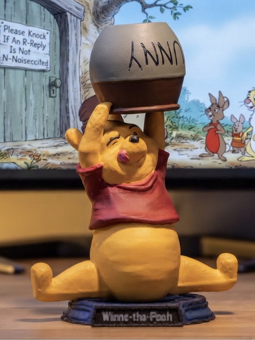 Winnie-the-Pooh Resin Figurine - Yellow & Red
